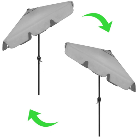 Umbrela terasa sau gradina reglabila, inclinare 2 directii, protectie UV UPF 50+, 195x122 cm, gri deschis [20]