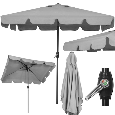 Umbrela terasa sau gradina reglabila, inclinare 2 directii, protectie UV UPF 50+, 195x122 cm, gri deschis [4]