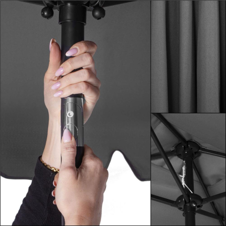 Umbrela terasa sau gradina reglabila, inclinare 2 directii, protectie UV UPF 50+, 195x122 cm, gri inchis [15]