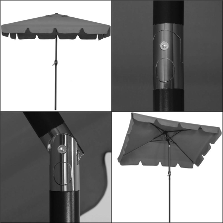 Umbrela terasa sau gradina reglabila, inclinare 2 directii, protectie UV UPF 50+, 195x122 cm, gri inchis [14]