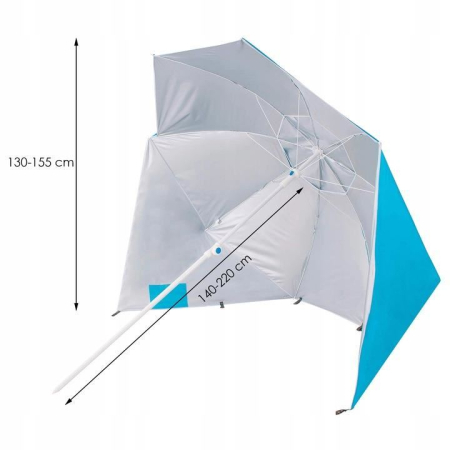 Umbrela tip cort de plaja XXL, cu 2 pereti laterali, BU14S, inaltime reglabila 140-220 cm, albastru [7]