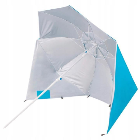 Gradina & balcon - Umbrela tip cort de plaja XXL, cu 2 pereti laterali, BU14S, inaltime reglabila 140-220 cm, albastru