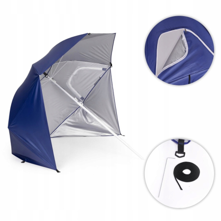 Umbrela tip cort de plaja XXL, cu 2 pereti laterali, inaltime reglabila 125-200 cm, albastru [1]
