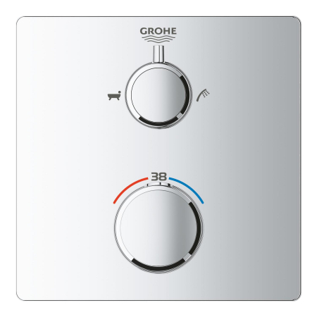 Baie - Unitate comanda cada Grohe 24080000, 1 bar, 158 mm, 10 mm, 2 iesiri, 1 functii palarie dus, 1/2 dimensiune racord, Crom