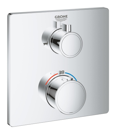 Unitate comanda cada Grohe 24080000, 1 bar, 158 mm, 10 mm, 2 iesiri, 1 functii palarie dus, 1/2 dimensiune racord, Crom [1]