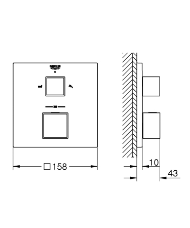 Unitate comanda cada Grohe 24155AL0, Cube, termostat, 2 iesiri, necesita valva, mat, grafit [3]