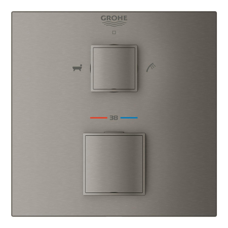 Sisteme de dus - Unitate comanda cada Grohe 24155AL0, Cube, termostat, 2 iesiri, necesita valva, mat, grafit