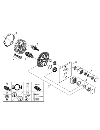 Unitate comanda cada Grohe 24155AL0, Cube, termostat, 2 iesiri, necesita valva, mat, grafit [4]