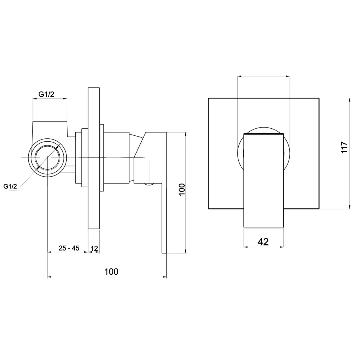 Unitate comanda dus Ferro Edge 36050.0, 1/2'', incastrata, 1 iesire, monocomanda, cartus ceramic, crom [1]