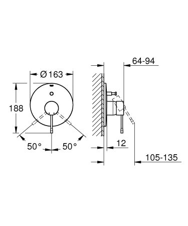 Unitate comanda dus Grohe 19285AL1, Essence, diverter, 2 iesiri, necesita valva, mat, grafit [1]