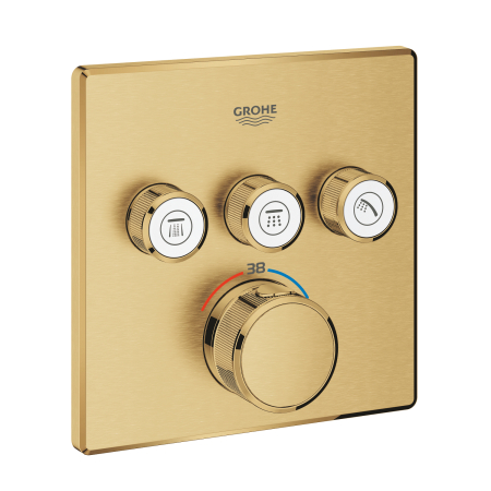 Baie - Unitate comanda dus Grohe 29126GN0, SmartControl Cube, termostat, 3 iesiri, necesita valva, mat, auriu
