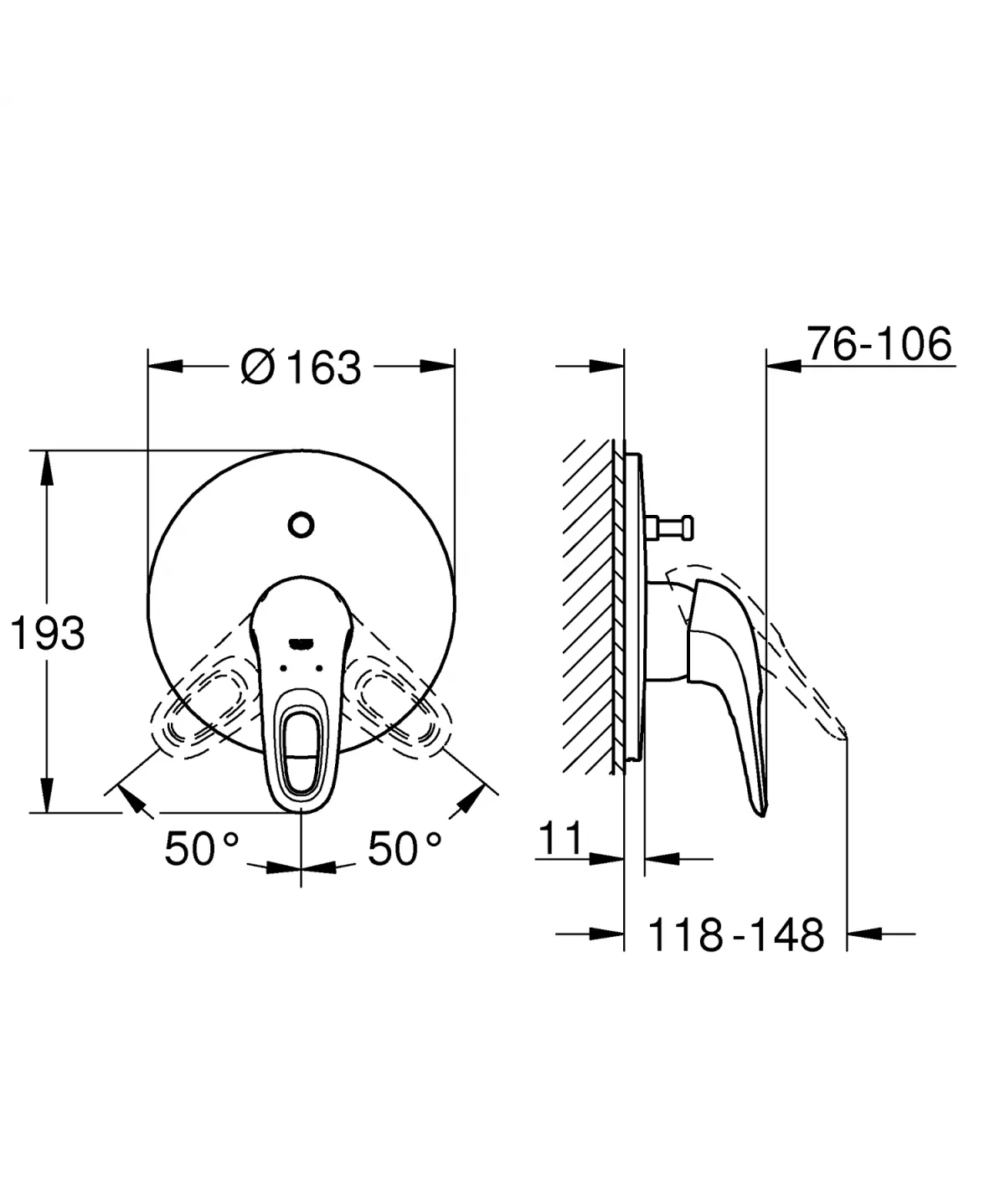 Unitate comanda dus Grohe Eurostyle 19506003, 1/2'', monocomanda, diverter, 2 iesiri, necesita set fixare, crom [1]