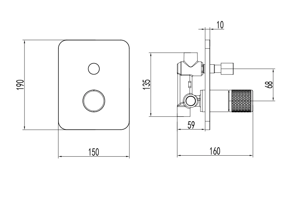 Unitate comanda FDesign Ardesia FD1-ARD-7P-25, 1/2'', incastra, 2 iesiri, diverter, include mixer incastrat, mat, negru / cupru [1]