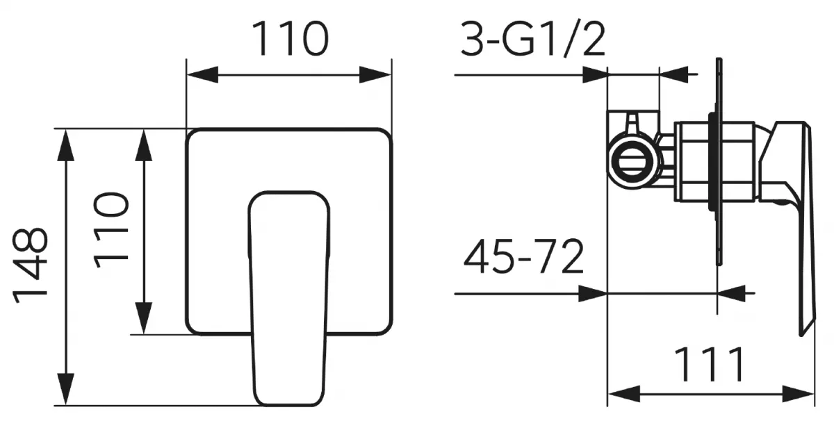 Unitate comanda FDesign Brina FD1-BRN-7PA-11, 1/2'', incastrat, 1 iesire, include mixer incastrat, crom [1]