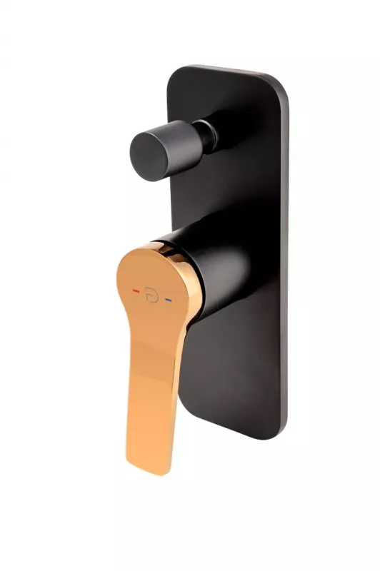 Baterii sanitare - Unitate comanda FDesign Seppia FD1-SPA-7P-25, 1/2'', incastrat, 2 iesiri 1/2'', valva inclusa, mat, negru / cupru