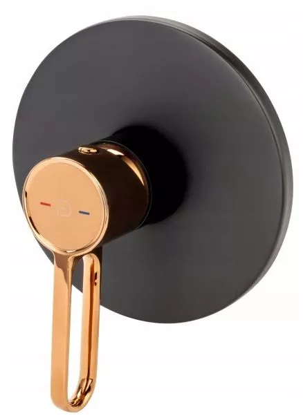 Baterii sanitare - Unitate comanda FDesign Zaffiro FD1-ZFR-7PA-25, 1/2'', aparenta, 1 iesire 1/2'', valva inclusa, mat, negru / cupru