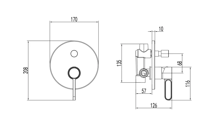 Unitate comanda FDesign Zaffiro FD1-ZFR-7PA-33, 1/2'', aparenta, 1 iesire 1/2'', valva inclusa, mat, alb [1]