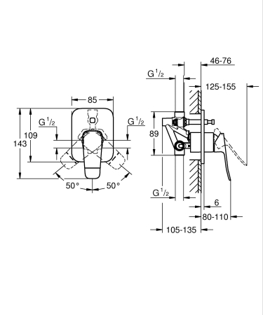 Unitate comanda Grohe 1018900000, Dice, tip incastrare incastrat, tip comanda monocomanda, dimensiune racord 1/2, crom [9]