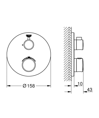 Unitate comanda Grohe 1022122430, 1 bar, 158 mm, 10 mm, 1 iesiri, 1 functii palarie dus, 1/2 dimensiune racord, Negru [4]
