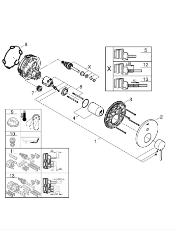 Unitate comanda Grohe 24058DC1, Essence, 2 iesiri, necesita valva, mat, otel satinat [5]