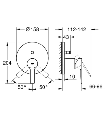 Unitate comanda Grohe 24064AL1, Lineare, 2 iesiri, necesita valva, mat, grafit [4]