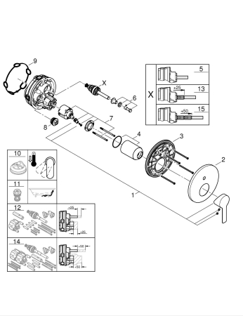 Unitate comanda Grohe 24064AL1, Lineare, 2 iesiri, necesita valva, mat, grafit [5]