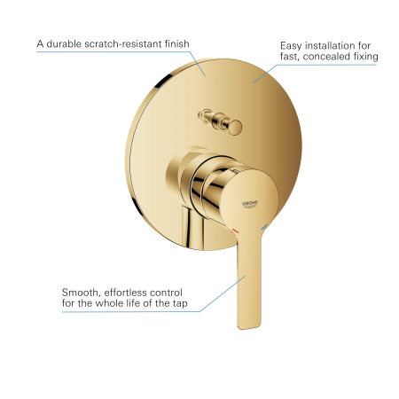 Unitate comanda Grohe 24064GL1, Lineare, 2 iesiri, diverter, necesita valva, lucios, auriu [2]