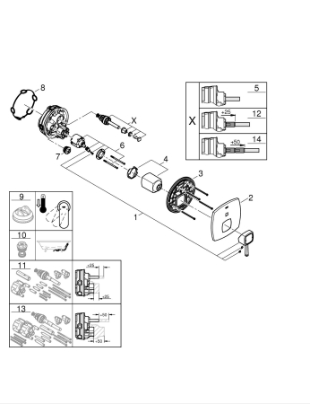 Unitate comanda Grohe 24068IG0, Grandera, 1/2'', 2 iesiri, necesita valva, crom / auriu [4]