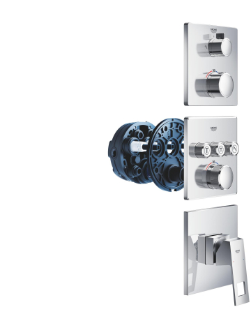 Unitate comanda Grohe 24079000, 1 bar, 158 mm, 10 mm, 2 iesiri, 1 functii palarie dus, 1/2 dimensiune racord, Crom [4]