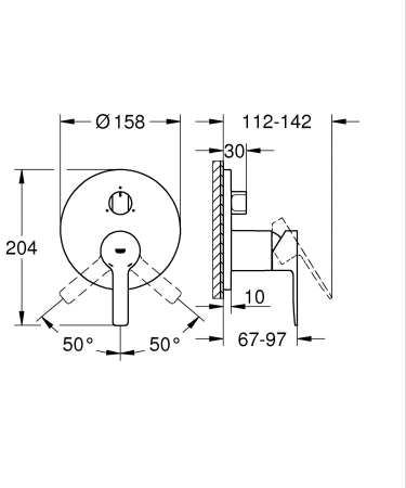 Unitate comanda Grohe 24095DL1, Lineare, 3 functii, diverter, necesita valva, mat, cupru [7]