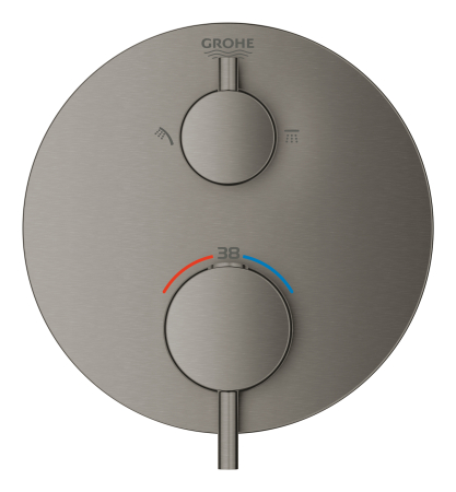 Sisteme de dus incastrate - Unitate comanda Grohe 24135AL3, Atrio, 1/2'', termostat, 2 iesiri, necesita valva, mat, grafit