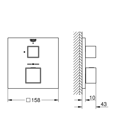 Unitate comanda Grohe 24153AL0, Grohtherm Cube, aparenta, termostat, diverter, 2 iesiri, necesita set fixare, mat [3]