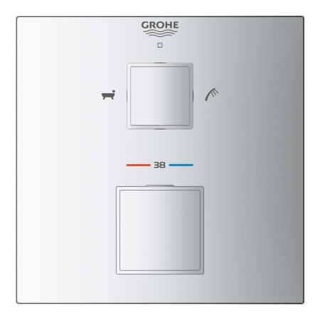 Baie - Unitate comanda Grohe 24155000, Grohtherm Cube, tip comanda dubla comanda, tip incastrare aparent, crom