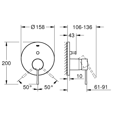 Unitate comanda Grohe 24167DA1, Essence, aparenta, 2 iesiri, diverter, necesita valva, lucios, cupru [3]