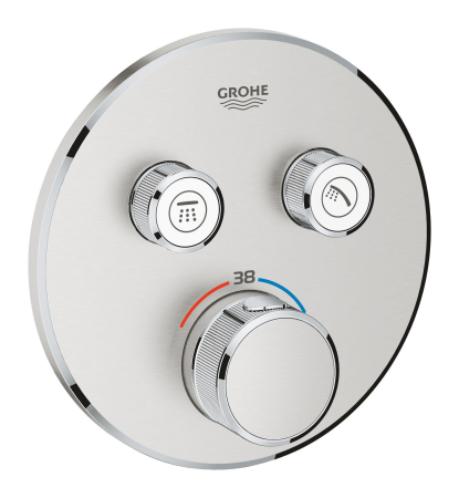 Sisteme de dus incastrate - Unitate comanda Grohe 29119DC0, SmartControl, termostat, 2 iesiri, necesita valva, mat, otel satinat