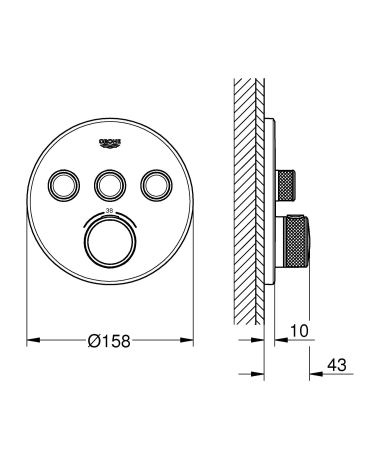 Unitate comanda Grohe 29121DL0, SmartControl, 1/2'', termostat, 3 iesiri, necesita valva, mat, cupru [1]