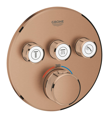 Sisteme de dus incastrate - Unitate comanda Grohe 29121DL0, SmartControl, 1/2'', termostat, 3 iesiri, necesita valva, mat, cupru