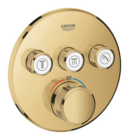 Unitate comanda Grohe 29121GL0, SmartControl, 3 iesiri, termostat, necesita valva, lucius, auriu [1]
