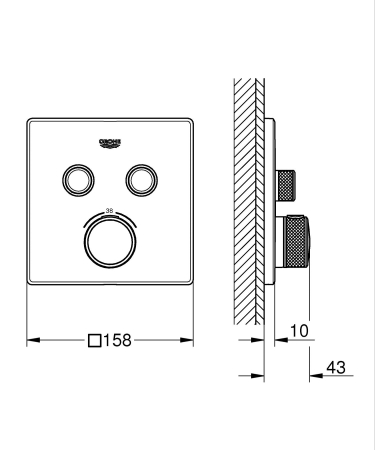 Unitate comanda Grohe 291242430, 1 bar, 158 mm, 10 mm, 2 iesiri, 1 functii palarie dus, 1/2 dimensiune racord, Negru [12]