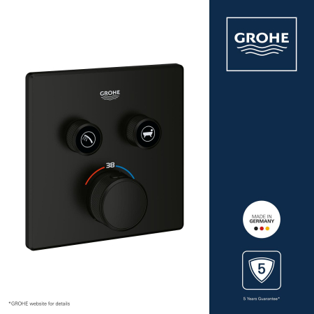 Unitate comanda Grohe 291242430, 1 bar, 158 mm, 10 mm, 2 iesiri, 1 functii palarie dus, 1/2 dimensiune racord, Negru [7]