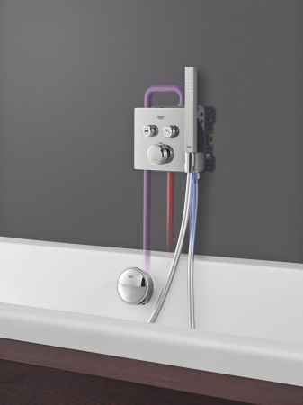 Unitate comanda Grohe 29125000, 1 bar, 158 mm, 10 mm, 2 iesiri, 1 functii palarie dus, 1/2 dimensiune racord, Crom [4]