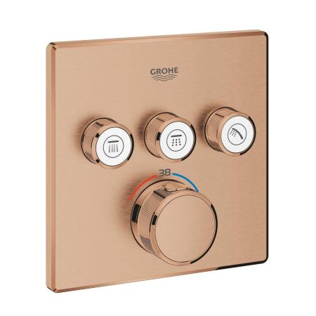 Baie - Unitate comanda Grohe 29126DL0, SmartControl Cube, aparenta, termostat, 3 iesiri, necesita valva, mat, cupru