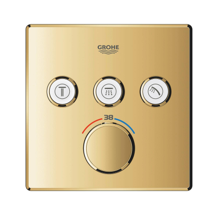 Unitate comanda Grohe 29126GL0, SmartControl, termostat, 3 iesiri, necesita valva, lucios, auriu [2]