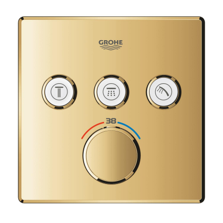 Baie - Unitate comanda Grohe 29126GL0, SmartControl, termostat, 3 iesiri, necesita valva, lucios, auriu
