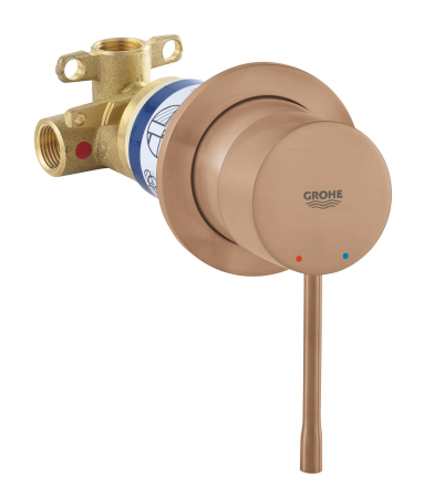 Sisteme de dus incastrate - Unitate comanda Grohe 29197DL0, Essence, 2 functii, include valva, mat, cupru
