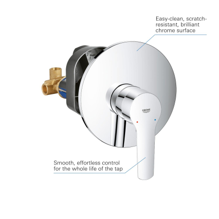 Unitate comanda Grohe 32590002, 1 bar, 163 mm, 11 mm, 1 iesiri, 1 functii palarie dus, 1/2 dimensiune racord, Crom [3]