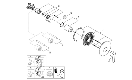 Unitate comanda Grohe 32590002, 1 bar, 163 mm, 11 mm, 1 iesiri, 1 functii palarie dus, 1/2 dimensiune racord, Crom [7]