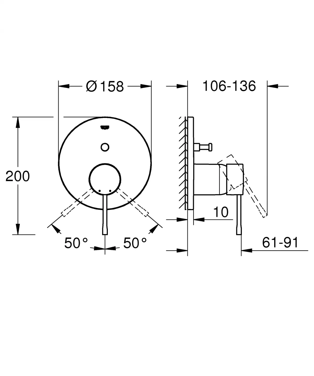 Unitate comanda Grohe Essence 24058AL1, aparenta, diverter, 2 iesiri, necesita valva, mat, grafit [3]
