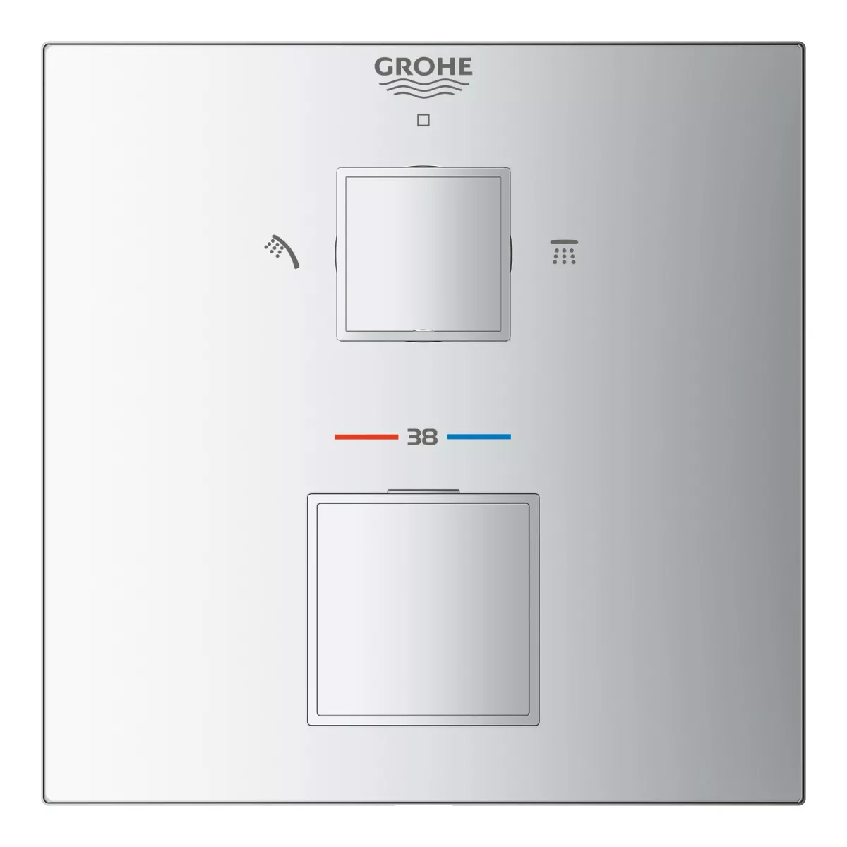 Baterii cada si dus - Unitate comanda Grohe Grohtherm Cube 24154000, aparenta, termostat, diverter, 2 iesiri, necesita set fixare, crom