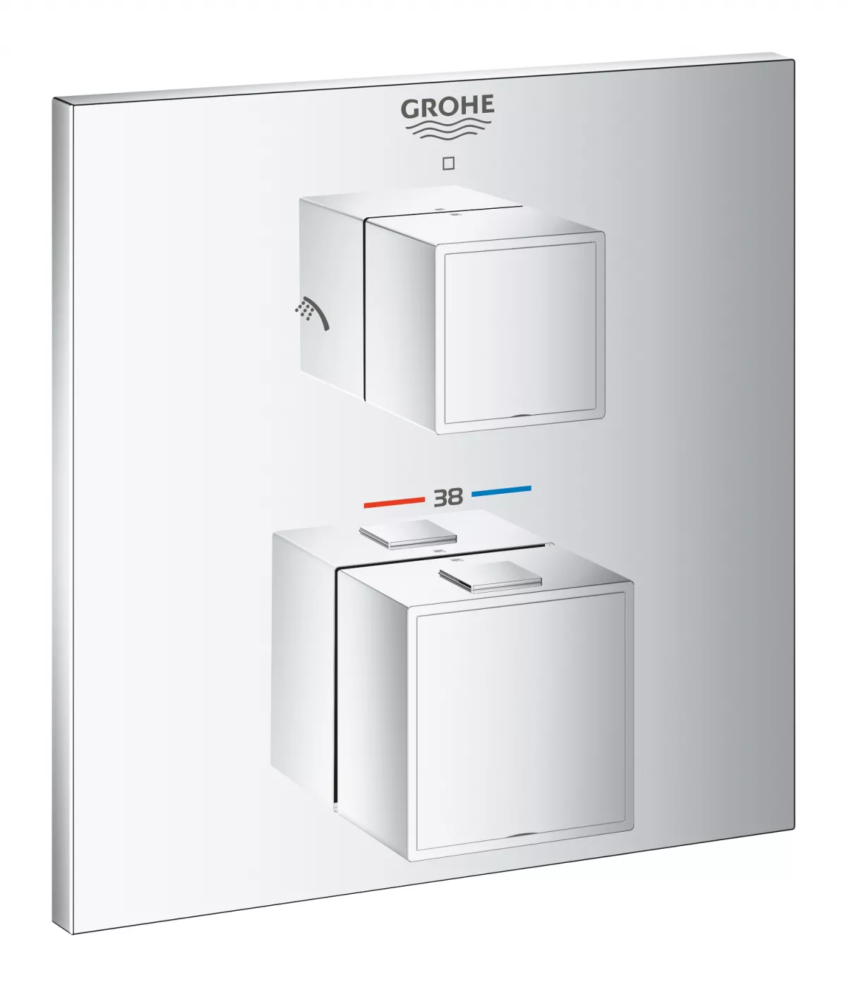 Unitate comanda Grohe Grohtherm Cube 24154000, aparenta, termostat, diverter, 2 iesiri, necesita set fixare, crom [1]